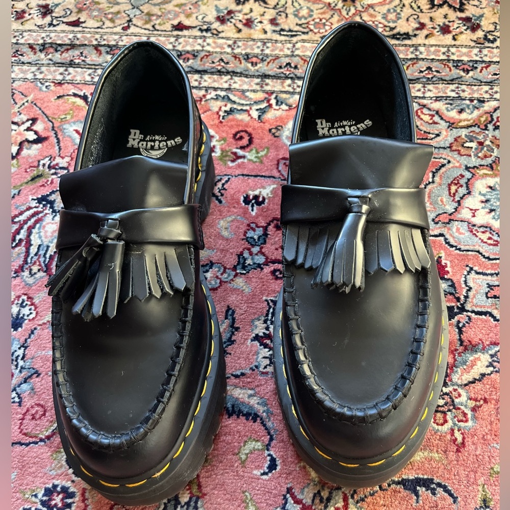 Dr. Martens Adrian Platform Tassel Loafer in Smooth Black - Size 9M/10W Doc